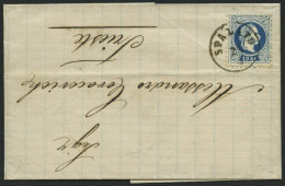ÖSTERREICH 38I BRIEF, 1876, 10 Kr. Blau, Grober Druck, Auf Brief Von SPALATO Nach Trieste, Pracht - Used Stamps