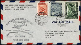 ÖSTERREICH 739,757,769I BRIEF, 17.6.1946, 4, 40 G. Und 3 S. Landschaften Auf PAA-Erstflug WIEN-NEW YORK Mit Lockheed Con - Used Stamps