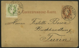 GANZSACHEN P 25,36II BRIEF, 1877, 2 Kr. Rotbraun, Karte (deutsch) Mit Zusatzfrankatur 3 Kr. Grün, Feiner Druck, Von JOSE - Otros & Sin Clasificación