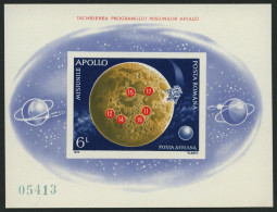 RUMÄNIEN Bl. 103 , 1972, Block Apolloprogramm, Pracht, Mi. 80.- - Blocks & Kleinbögen