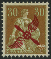 SCHWEIZ BUNDESPOST 152 , 1920, 30 C. Flugverkehr Basel-Frankfurt, Falzrest, Pracht - Ongebruikt