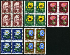 SCHWEIZ BUNDESPOST 663-67 VB O, 1958, Pro Juventute In Viererblocks Mit Zentrischen Ersttagsstempeln, Prachtsatz - Used Stamps