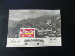 Carte Maximum Card Bus Postal Postbus Postes Alpestres Sion Suisse Switzerland 1953 - Cartes-Maximum (CM)