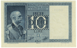 10 LIRE BIGLIETTO DI STATO VITTORIO EMANUELE III FASCIO 1939 XVIII FDS-/FDS - Otros