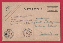 !!! MADAGASCAR, CARTE POSTALE PAR AVION AVEC AFFRANCHISSEMENT EN NUMÉRAIRE À 1 FRANC 20 POUR TAMATAVE DE 1944 - Airmail