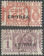 Eritrea Italy Colony - 1927/37 Pacchi Postali - Fascio Singole Sezioni C.60 Matrice L.1 Bollettino - Eritrea