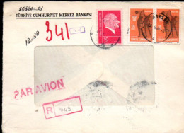 TURQUIE AFFRANCHIQSSEMENT COMPOSE SUR LETTRE A EN TETE AVION RECOMMANDEE POUR L'ALLEMAGNE 1976 - Covers & Documents