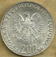 POLAND 200 ZL  SOLDERS 30 YEARS END OF WWII FRONT EAGLE BACK 1975 AG SILVER UNC Y.79 READ DESCRIPTION CAREFULLY !!! - Poland