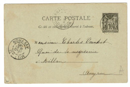 ARNAY LE DUC / COTE D'OR / 1896  ENTIER POSTAL SAGE 10 Centimes Pour MILLAU - Bijgewerkte Postkaarten  (voor 1995)