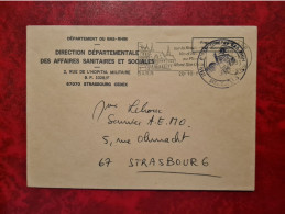 Lettre 1981 STRASBOURG DIRECTION DES AFFAIRES SANITAIRE FRANCHISE POSTALE FLAMME BARR - Otros & Sin Clasificación