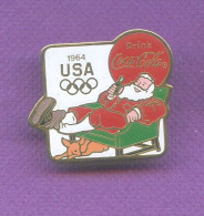 Rare Pins Coca Cola Pere Noel Jeux Olympiques Usa 1964 T134 - Coca-Cola