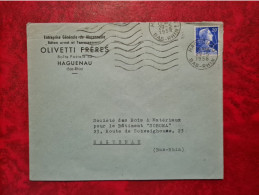 Lettre 1958 OLIVETTI FRERES MCONNERIE BETON ARME HAGUENAU - Otros & Sin Clasificación