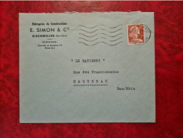 Lettre 1959  HAGUENAU ENTREPRISE DE CONSTRUCTION E. SIMON BISCHWILLER - Otros & Sin Clasificación