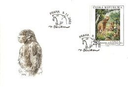 FDC 453 Czech Republic Burian, Deinotherium 2005 Saber Cat Cancel Evolution Of Man - Eléphants