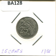 25 CENTS 1981 TRINITÉ-ET-TOBAGO TRINIDAD & TOBAGO Pièce #BA128.F.A - Trinité & Tobago