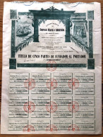 Cia EMPRESAS MINERAS E INDUSTRAILES NORTE ESPANA - SAN SEBASTIAN 1908 - CINCO PARTES DE FUNDADOR (vert) - Bergbau