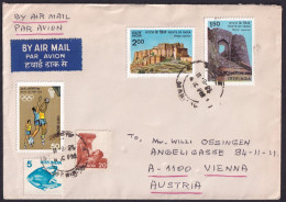 India Mongolia 1984 Forts,Architecture,Basketball,XXIII Olympics,Mother Milk,Tuberculosis,Fish,Cover(**) Inde Indien - Storia Postale