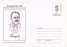 ION LUCA CARAGIALE, WRITER, FAMOUS PEOPLE, COVER STATIONERY, 2002, ROMANIA - Ecrivains
