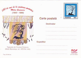 MIHAI EMINESCU, WRITER, FAMOUS PEOPLE, POSTCARD STATIONERY, 2000, ROMANIA - Ecrivains