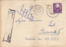 COAT OF ARMS STAMP ON COVER, 1952, ROMANIA - Brieven En Documenten