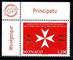 MONACO 2024 -  50 ANS DE L'ASSOCIATION MONÉGASQUE DE L'ORDRE SOUVERAIN MILITAIRE DE MALTE - NEUF ** - Unused Stamps