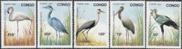 CONGO (F) 1992 - Oiseaux - 5 V. - Kraanvogels En Kraanvogelachtigen