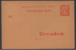 DRESDEN PRIVAT STADT POST / 1886 GSK - ENTIER POSTAL POSTE PRIVEE DRESDE - Postes Privées & Locales