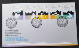 Ross Dependency 50th Anniversary Antarctic Treaty 2009 Penguin Seal Flag Map (FDC) - Andere-Oceanië