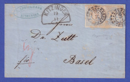 Bayern Wappen 6 Kr Mi.-Nr. 16 Waag. Paar  OMR 249 Kitzingen Auf Brief Mit Patina - Brieven En Documenten