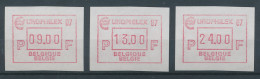 Belgien FRAMA Sonder-ATM EUROPHILEX 1987, Satz 9-13-24 BFr. ** - Altri & Non Classificati