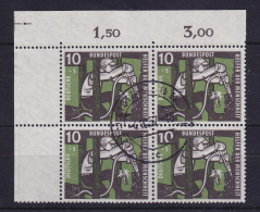 Bund 1957 Kohle-Bergmann Mi.-Nr. 271 Eckrandviererblock OL  O STOTZHEIM - Gebruikt