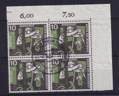 Bund 1957 Kohle-Bergmann Mi.-Nr. 271 Eckrandviererblock OR  O STOTZHEIM - Oblitérés