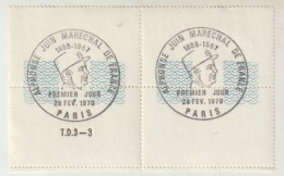 Double Tampons Alphonse Juin Premier Maréchal De France 1er Jour 28 Février 1970 - Sonstige & Ohne Zuordnung