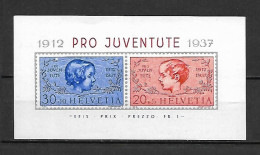 Switzerland 1937 Pro Juventute IMPERFORATE MS MNH - Nuevos