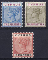 Cyprus. 1894-96  Y&T. 27, 28, 31, MH - Cyprus (...-1960)