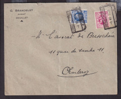 DDGG 424 - Enveloppe En EXPRES TP Houyoux Et Lion Héraldique - Cachet De Gare COUILLET-CENTRE 1929 - 1922-1927 Houyoux