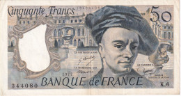 BILLETE DE FRANCIA DE 50 FRANCS DE QUENTIN DE LA TOUR DEL AÑO 1977 EN CALIDAD EBC (XF) (BANKNOTE) - 50 F 1976-1992 ''Quentin De La Tour''