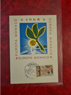 Lettre MONACO FDC EUROPA 1965 CARTE - Altri & Non Classificati