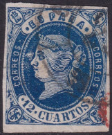 Spain 1862 Sc 57 España Ed 59a Used Cartwheel Cancel With "white Mark By Nose" Variety - Used Stamps
