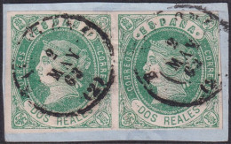 Spain 1862 Sc 60 España Ed 62 Pair Used Barcelona Date Cancels - Used Stamps