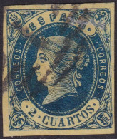 Spain 1862 Sc 55 España Ed 57a Used Parrilla Con Cifra "1" (Madrid) Cancel - Used Stamps
