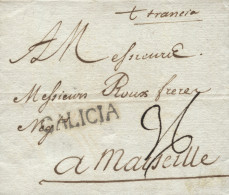 D.P. 16. 1778 (SEP). Carta De Coruña A Marsella (Francia). Marca Nº 6N Y Porteo Francés. Rara. Lujo. - ...-1850 Prefilatelia