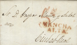 D.P. 22. 1844. Carta De Villarrubia A Ciudad Real. Marca Nº 3R De Villarta. Preciosa Y Rara. - ...-1850 Prefilatelia