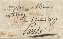 D.P. 25. 1810. Carta De Baza A París. Marca Ilegible Nº 5R. - ...-1850 Prefilatelia