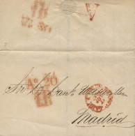 D.P. 25. 1847. Carta De Sevilla A Madrid. Fechador Y Porteo 1 Real. A De Abono Al Dorso De Difícil Atribución. - ...-1850 Prefilatelia