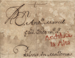 D.P. 26. 1765 (4 ENE). Carta De Cádiz A Palma De Mallorca. Marca Nº 7R. Muy Rara. - ...-1850 Prefilatelia