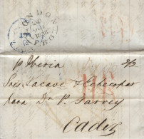 D.P. 26. 1838. Carta De Londres A Cádiz. Por Encaminador "Lacave Y Echecopar". Porteo 11 Reales Y Por Vapor Iberia. 1ª G - ...-1850 Prefilatelia