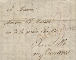 D.P. 26. 1792 (8 ABR). Carta De Sanlúcar A Lille (Francia). Marca Nº 13R De Cádiz. Bonita. - ...-1850 Prefilatelia