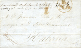 Cuba. 1842. Carta De New York A La Habana, Reexpedida Por Trinidad. Marca De Empresa "E/NA" Nº 66R. Manuscrito Vapor "He - ...-1850 Prefilatelia