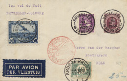 BÉLGICA. Carta Circulada 1er. Vuelo Nocturno Bruxelles-Cologne. Año 1933 - Brieven En Documenten